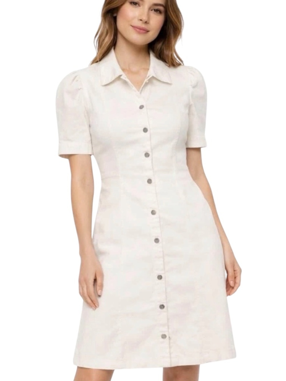 Lone Star ($100) White Denim Button Dress - PTP 18